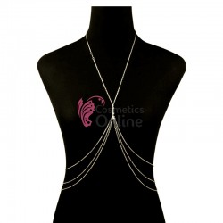 Accesoriu de bust Luxury BLX008 din metal cu perle pentru rochii elegante, costum de baie - Auriu